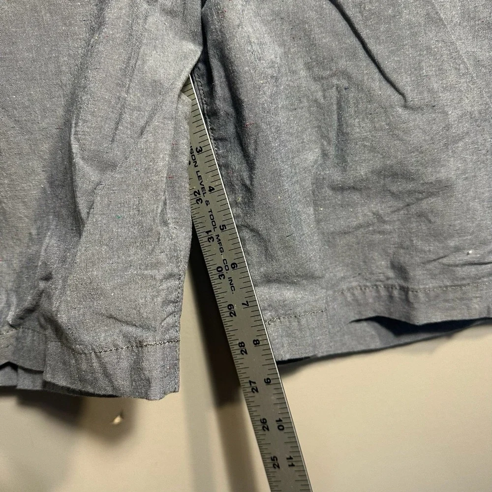 Dockers Shorts Mens 40 Blue Chambray Cotton Chino Flat Front 9 Inseam Casual
